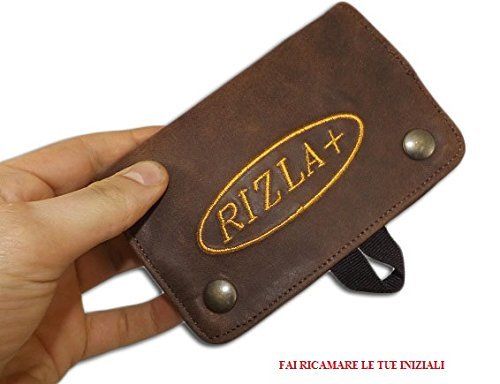 Outil À Tabac en Cuir Porte Papiers À Cigarette Filtres avec Broderie Mod.rizol