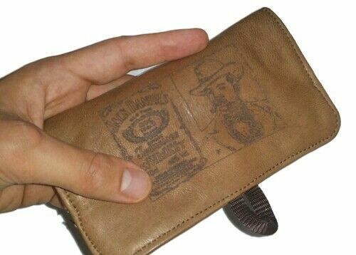 TOBACCO HOLDER IN LEATHER PAPER HOLDER, FILTERS WITH OLD JACK-2 ENGRAVING