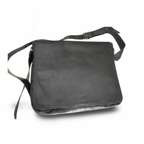 BOLSO DE HOMBRO DE HOMBRE MENSAJERO EN CUERO REAL - POSTINO BLACK NABUK