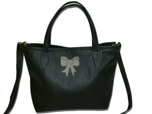 Women's Bag Leather Colour Nero. Mod. Martina Italian Craftsmanship Bow