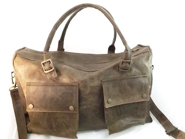 Travel Bag Genuine Leather Italian Craftsmanship, Mod. : Belst - Wooded