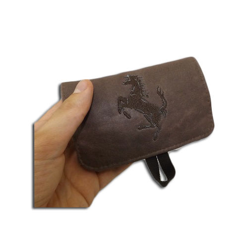 Leather Tobacco Holders Maps Port Filters with Embroidery Cavallino Mod .horse