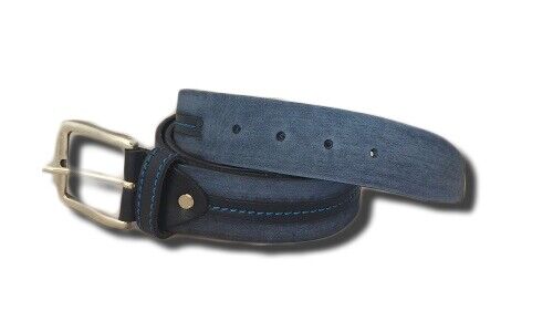 Cintura da uomo 100% cuoio mod: BELT - BLU