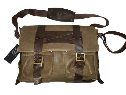 Tasche Leder Herren Kalbfleisch,Mod:Umhängetasche - Personal BIS015 Grün