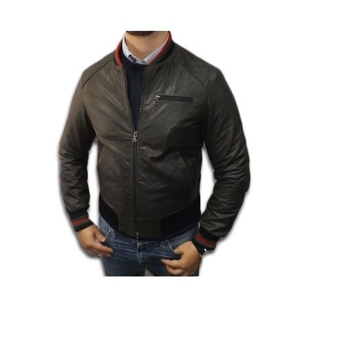 CHAQUETA DE LOS HOMBRES ARTESANAL, MOD: CHAQUETA DE CUERO - GOLIV -GRIS