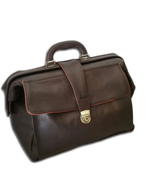 Medical Bag Leather Real Italian Craftsmanship, Mod. : Doct- Dark Brown