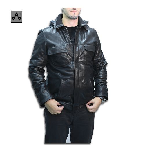 Chaqueta de Hombre Artesanal, Modelo: Chaqueta de Cuero - Mickael-Negro