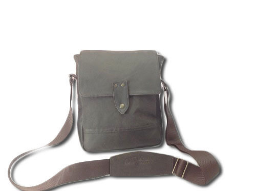 Bolso Bandolera de Cuero Genuino de Ternera y Tejido Lona Mod. Philips