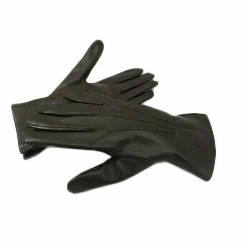 Men's genuine leather gloves with wool interior mod G02 brown