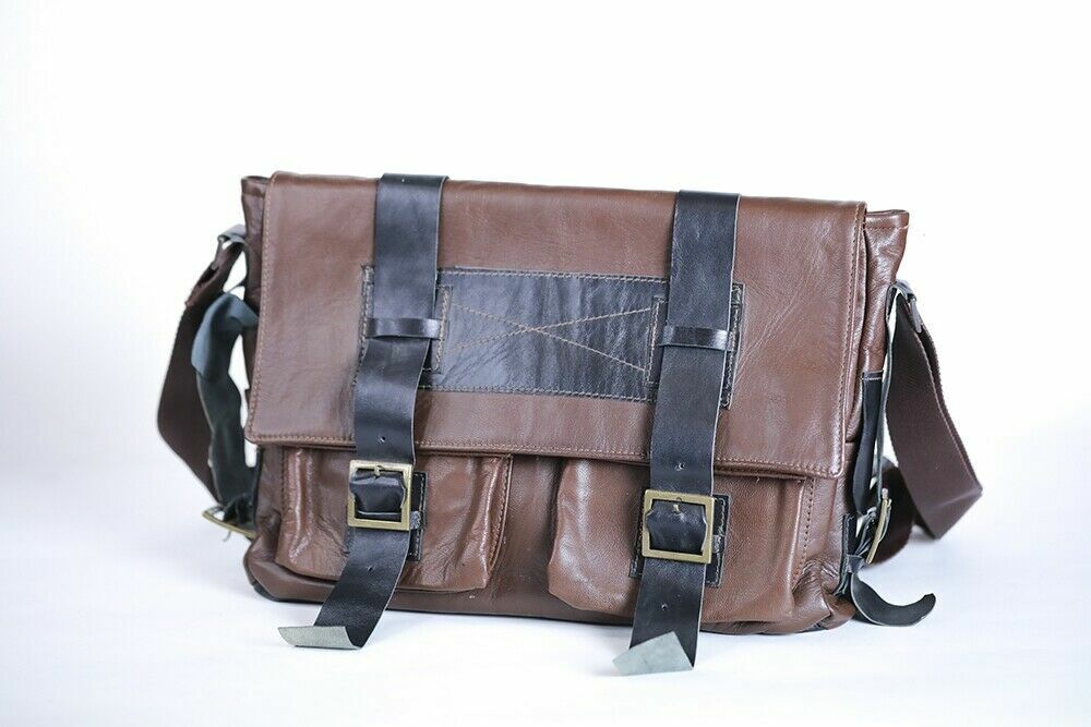 MEN'S MESSENGER IN VINTAGE CALFSKIN, MOD: SCHULTERTASCHE - PERSONAL-BRAUNES BIS