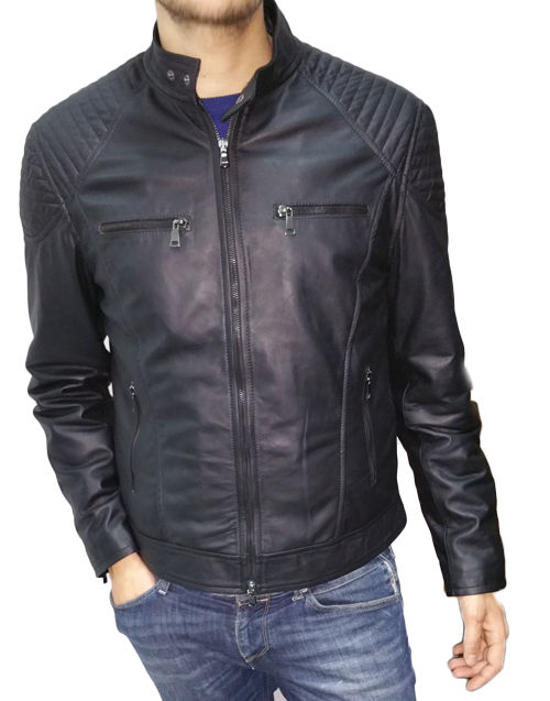 Chaqueta Chaqueta de Hombre Artesanal, Chaqueta de Piel Auténtica Mod.loris-nero