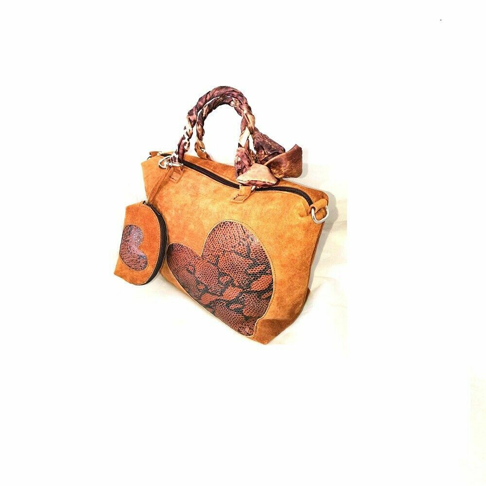 RUST COLOR WOMEN'S BAG IN ECHTEM LEDER MIT PYTHONIC HEART MOD: CLOE