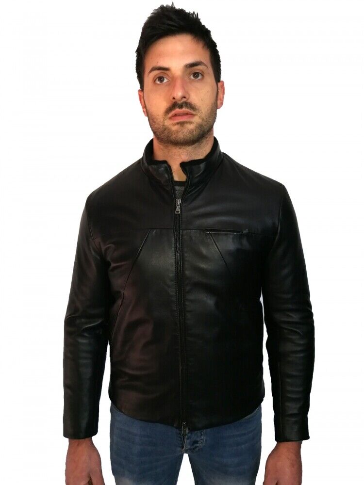 GIACCA DA UOMO ARTIGIANALE, MOD: GIUBBINO IN PELLE - GIVE -NERO