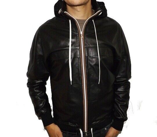 GIACCA/GIUBBINO DA UOMO, MODELLO  KWAY IN PELLE - MOD BUNNY-NERO