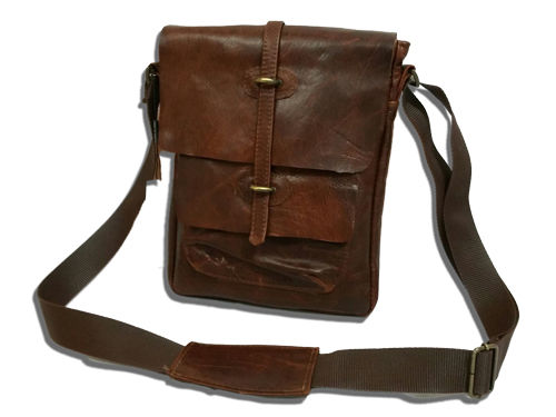 BORSELLO A TRACOLLA IN VERA PELLE  STILE VINTAGE MOD:LOUR- MARRONE
