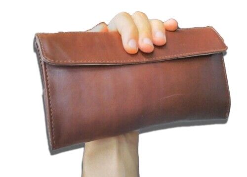 POCHETTE DA UOMO IN PELLE MARRONE VINTAGE- MOD BICOLOR VINTAGE