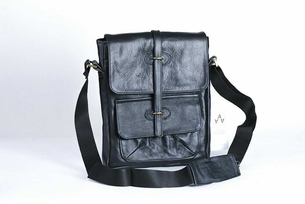 VINTAGE STYLE LEATHER CROSSBODY BAG MOD: LELLO- BLACK