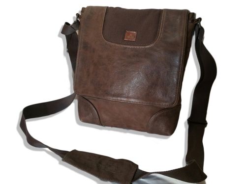 Man Shoulder Bag Purse Genuine Leather Brown Mod.taurasi-brown