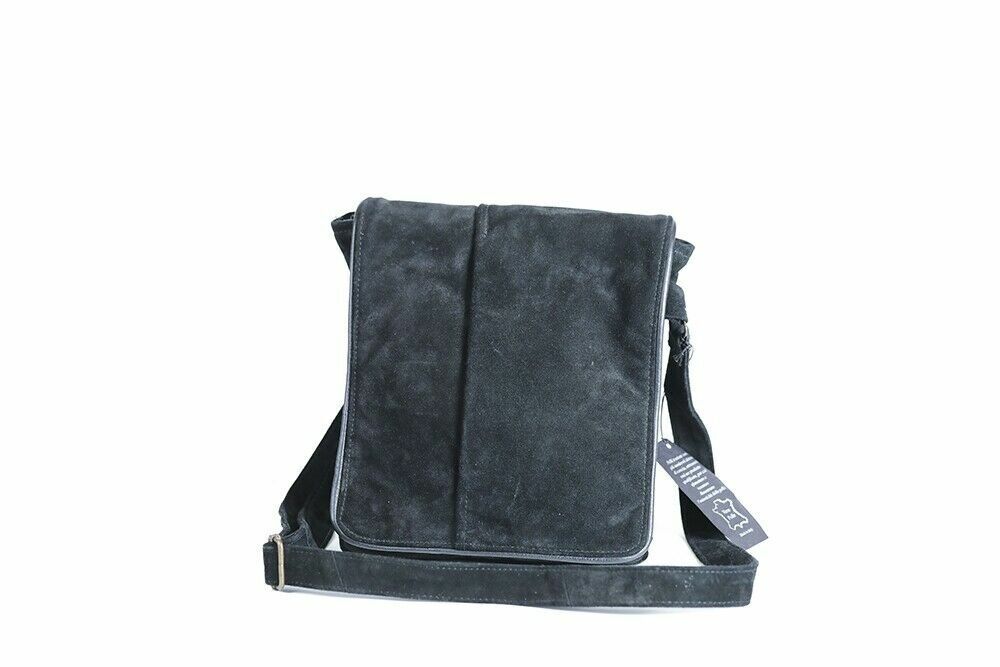 BOLSO CRUZADO DE CUERO GENUINO IPAD / TABLET, MOD: BOSS - NABUCATO NEGRO