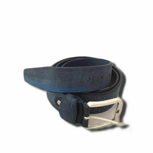 MEN'S BELT / BELT IN REAL LEATHER SCRATCHED EFFECT MOD 06/15 BLUE