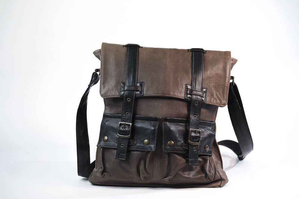 Bag/Messenger Bag Men's Leather Veal, Mod. : Stafford Taupe/Black