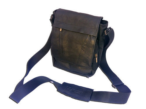 BOLSO BANDOLERA HOMBRE BAG DE PIEL AUTéNTICA TERNERA, MOD: CRAT - BLACK