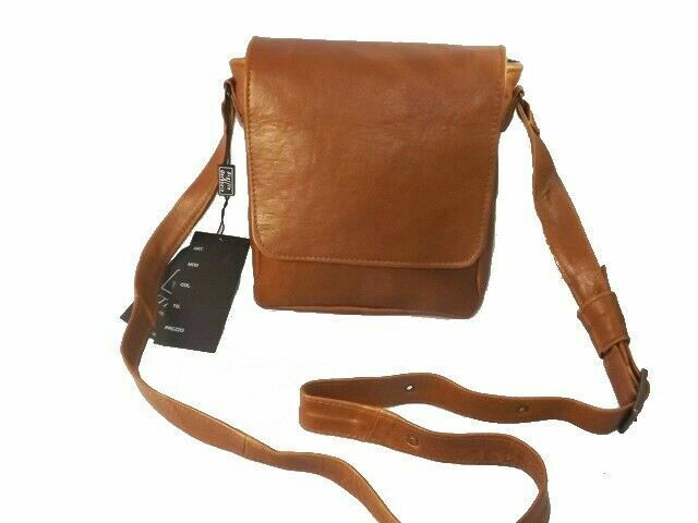 MEN'S CROSSBODY BAG IN GENUINE DARK LEATHER, MOD: GIO MINI - LEATHER