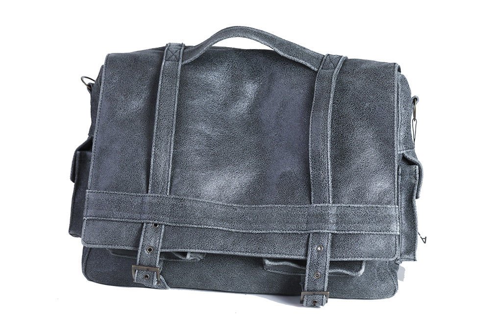 Totes Travel Real Leather Made Handcrafted, Mod. : Gastone - Grey