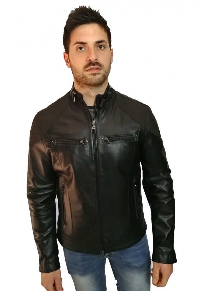 GIACCA UOMO ARTIGIANALE, MOD: GIUBBOTTO IN PELLE - BILL- NERO