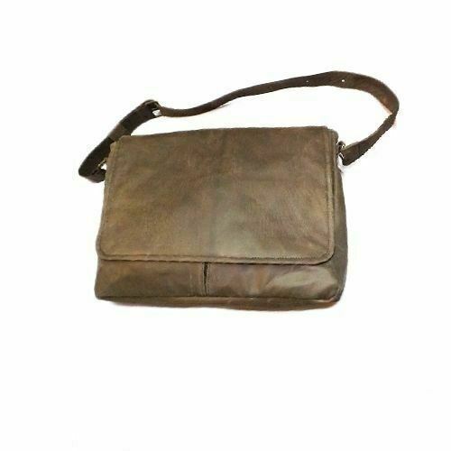 MEN'S SHOULDER BAG IN GENUINE BROWN LEATHER MOD: TOMAS NABUK VINTAGE