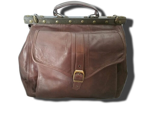 BORSA DA MEDICO IN VERA PELLE,VERO ARTIGIANATO MADE IN ITALY MOD.MEDICO016 BROWN