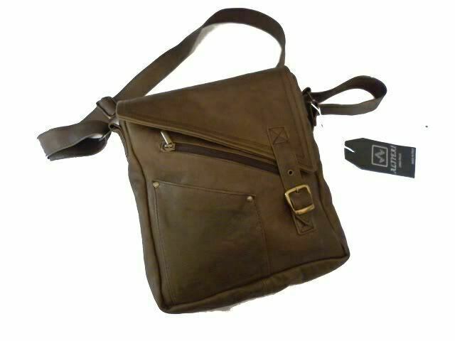 KÜNSTLERTASCHE MIT SCHULTERTASCHE FÜR MANN IN ECHTEM LEDER, MOD: TOSCANO - ARMEE