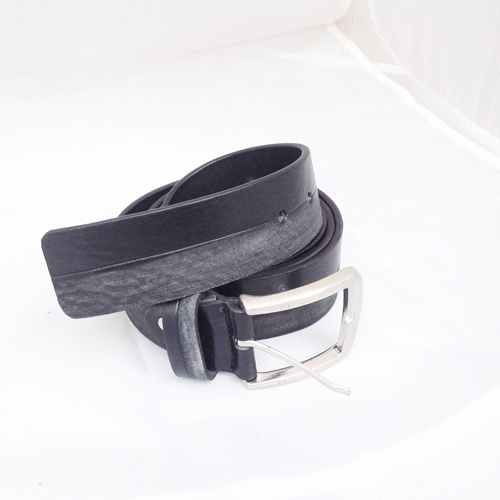 Ceinture / Ceinture Homme en Cuir Cuir Véritable Effet Rayé Noir Bi-Color 1
