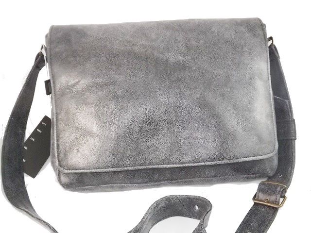 Bandolera Hombre de Piel Auténtica Ternera, Modelo: George-Gris