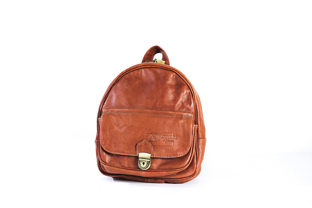 Backpack Genuine Leather Italian Craftsmanship Mod. Jek Cherry Nabucato Lea