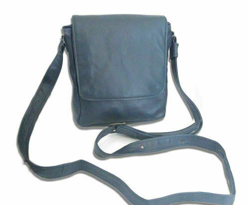 BOLSO DE HOMBRO PARA HOMBRE EN PIEL AZUL, MOD: GIO MINI -BLU