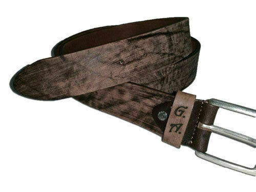 MEN'S BELT IN REAL LEATHER EFF. SCRATCHED - HAVE YOUR INITIALS ENGRAVE