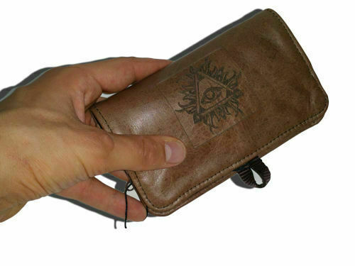 TOBACCO HOLDER IN LEATHER PAPER HOLDER, EYE ENGRAVING FILTERS