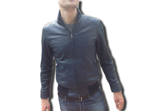 Men's Jacket Artisan, Jacket Leather Perforated Blue MOD.TRAF015