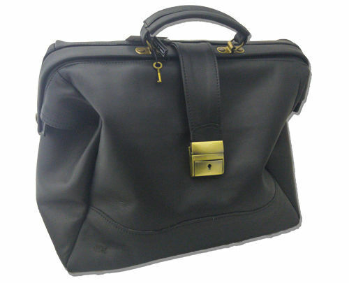 BORSA DA MEDICO IN CUOIO VERO ARTIGIANATO ITALIANO, MOD: BORSA VIAREGGIO - NERO