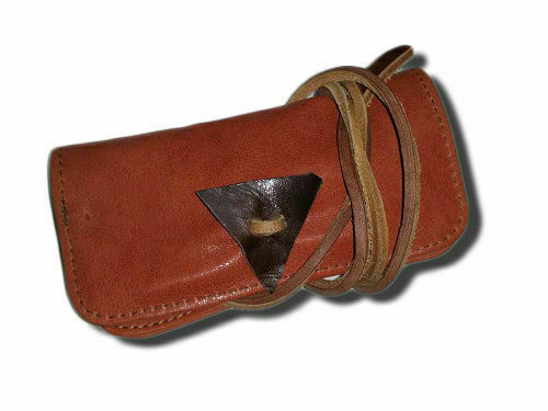TOBACCO HOLDER IN LEATHER FILTER HOLDER MODEL TRIANGLE COLOR SALMON