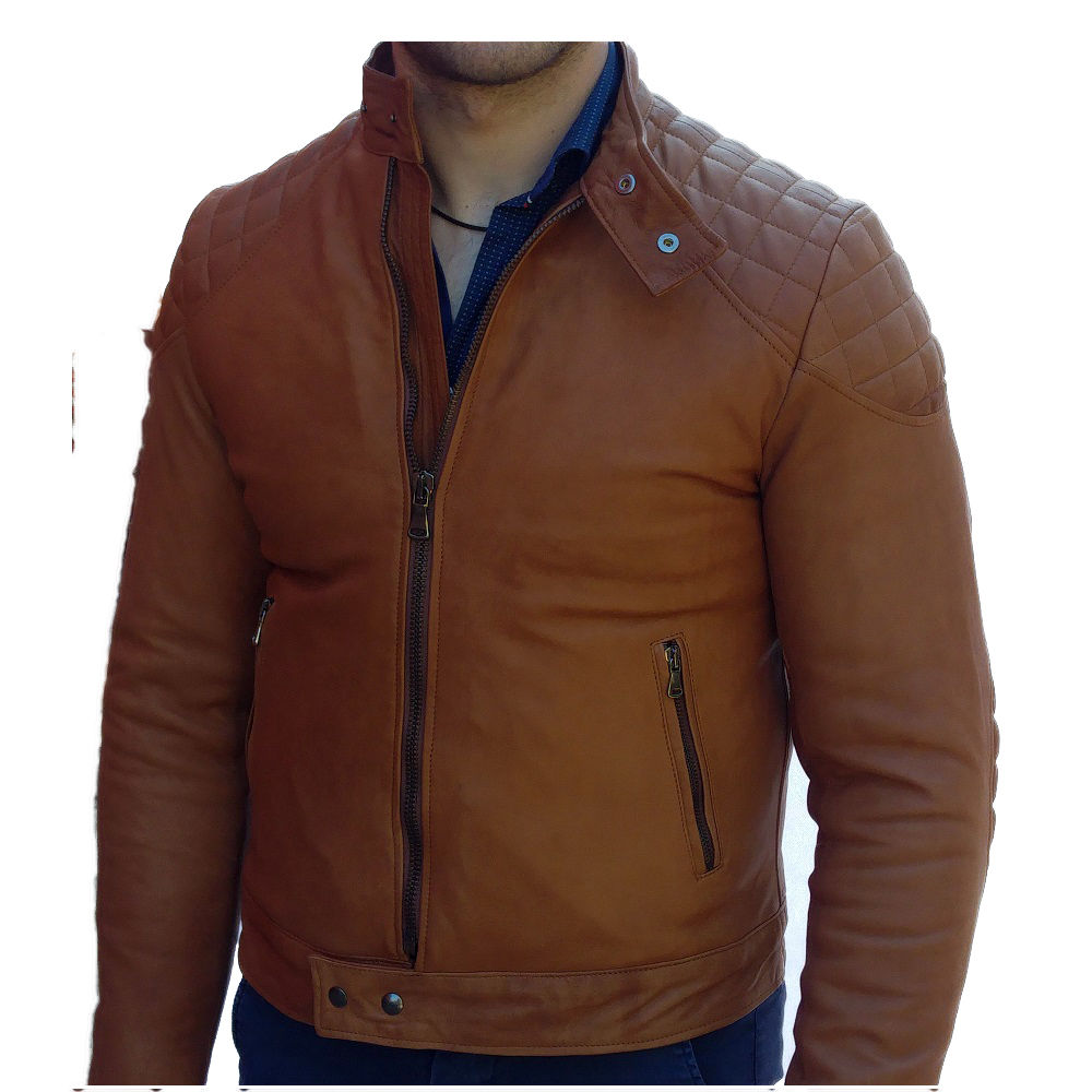 Chaqueta de Hombre Artesanal, Chaqueta de Piel Auténtica Mod.morris-marrone