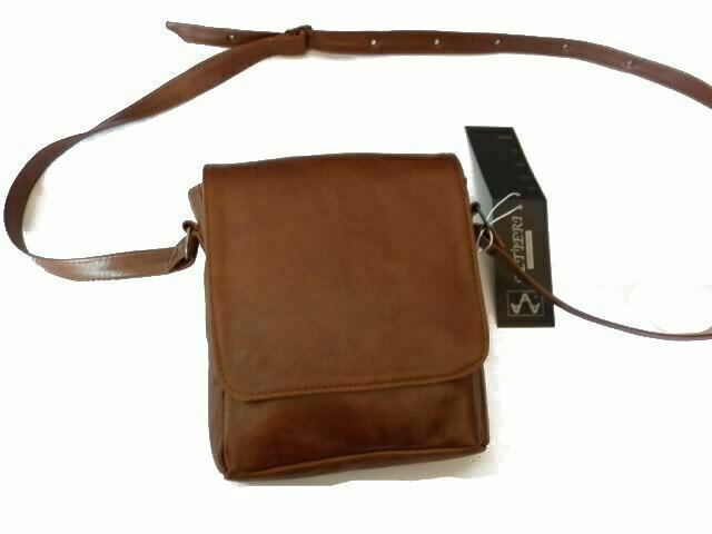 BOLSO DE HOMBRO DE HOMBRE EN PIEL REAL, MOD: GIO - CUERO MARRÓN