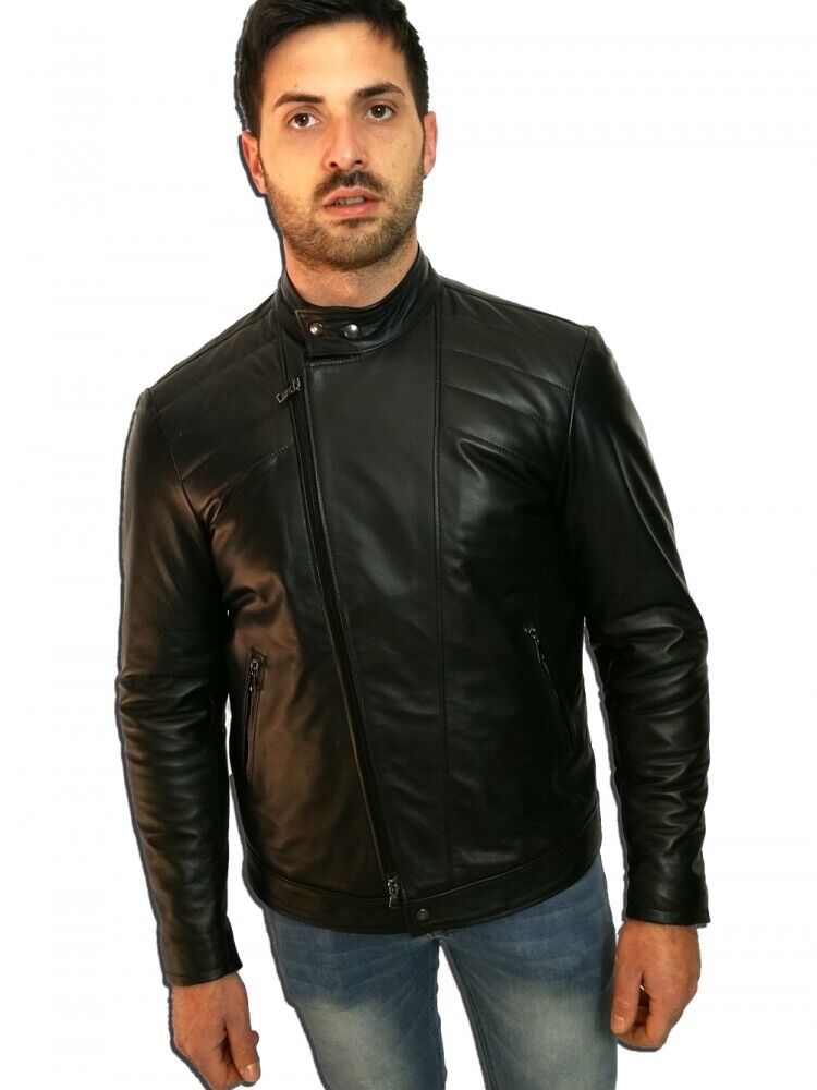 GIACCA ARTIGIANALE DA UOMO, MOD: GIUBBINO IN PELLE - MOD: GOMORRA-NERO