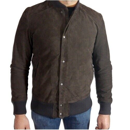 GIUBBINO DA UOMO IN PELLE SCAMOSCIATA MARRONE MOD. COLLEGE BOY