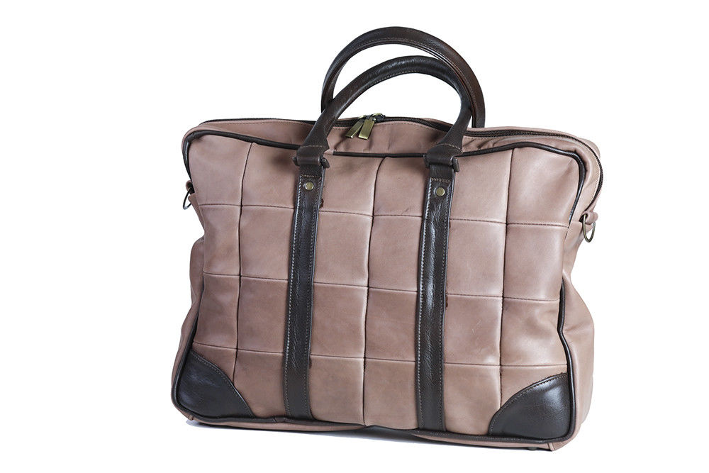 Travel Bag Shoulder Man Real Skin. Mod: Scak-Marrone Light / T. Dark Brown