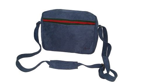 Bolso Mensajero de Piel Auténtica Color Azul Nabucato Mod.gola