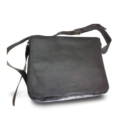 Bolso Bandolera Hombre Mensajero de Piel Auténtica - Cartero Black Nobuck