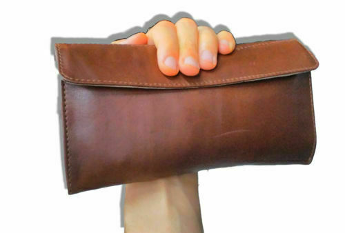 MEN'S CLUTCH IN VINTAGE BROWN LEATHER- MOD BICOLOR VINTAGE