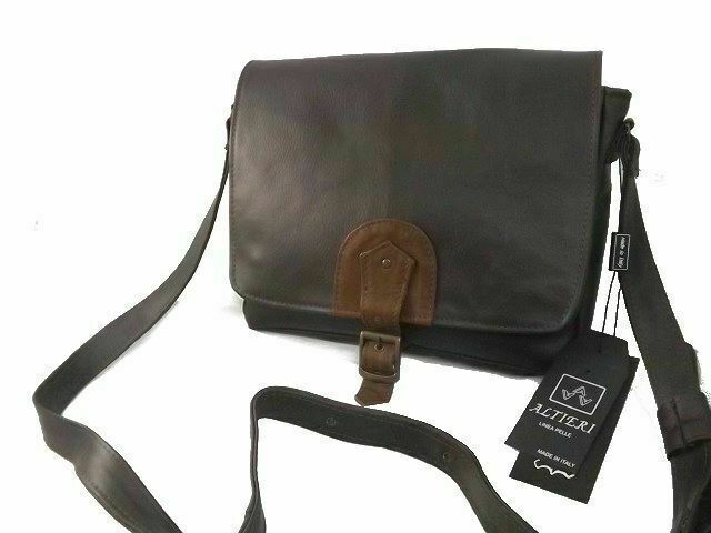 MEN'S CROSSBODY BAG IN GENUINE LEATHER COLOR BROWN MOD: STEFAN-MORO